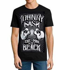 Johny Cash Men In Black Graphic T-Shirt Tee NEW